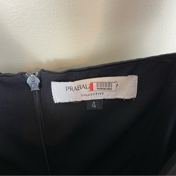 Prabal Gurung Black Satin Ruffle‎ Midi V-Neck Dress Silky Size 4 Luxury Event - Picture 11 of 14